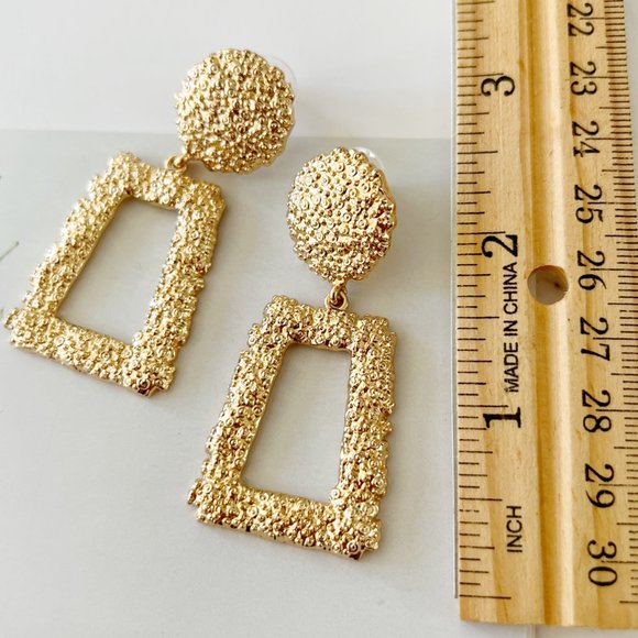 Zara Golden Raised Statement Earrings - Picture 2 of 3